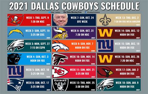 Printable Dallas Cowboys Schedule 2021